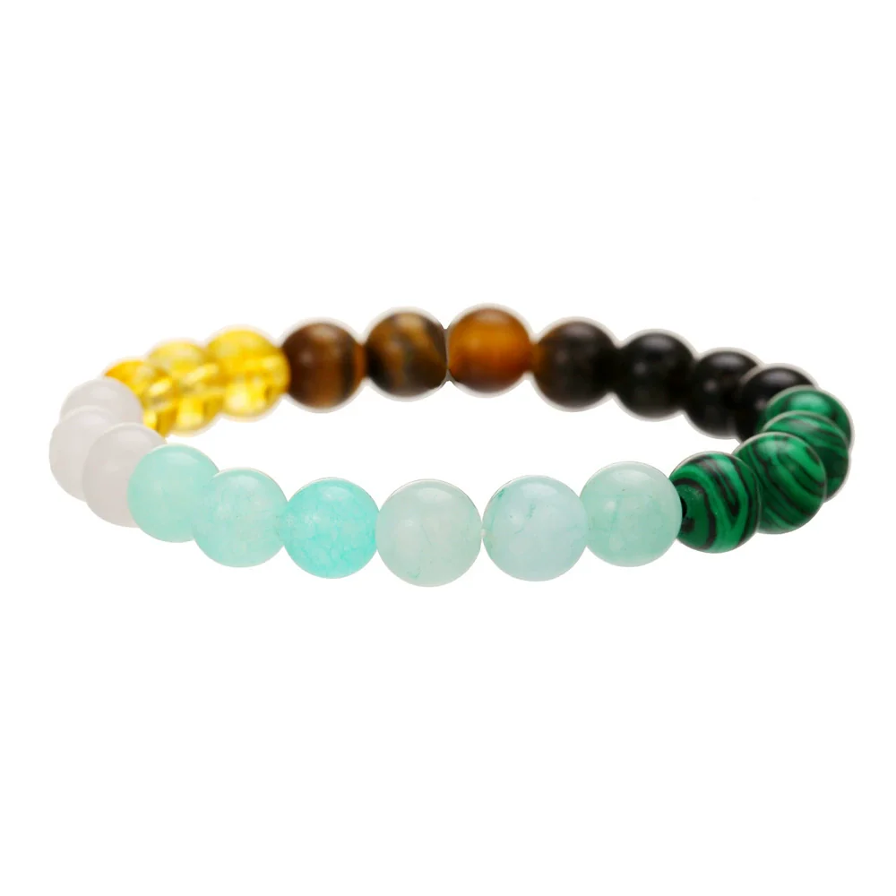 Bracelet Natural Stone Elastic Beaded Geometric Handmade - Image 17