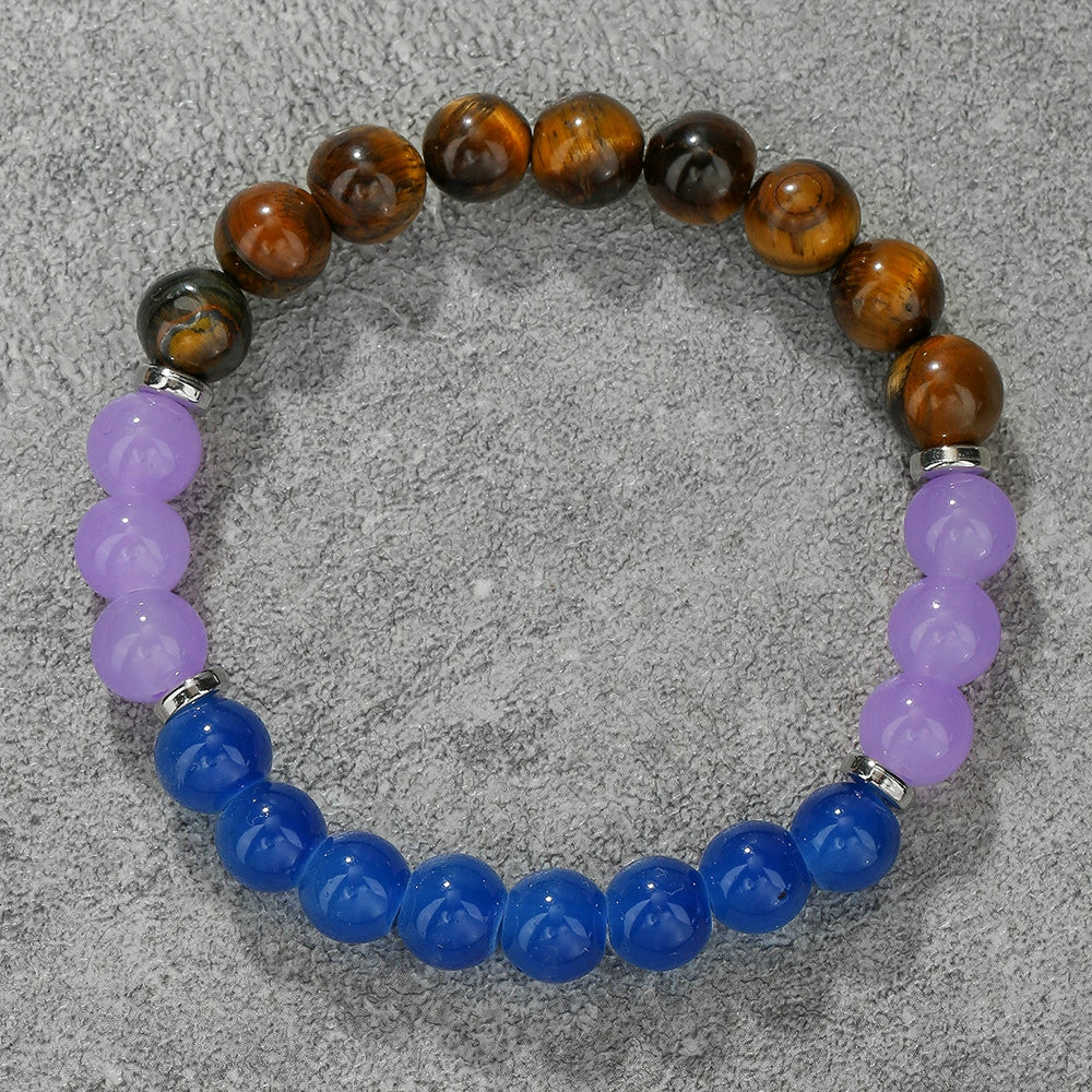 Bracelet Natural Tiger Eye Turquoise Black Gallstone Amethyst Agate Manual Design - Image 10