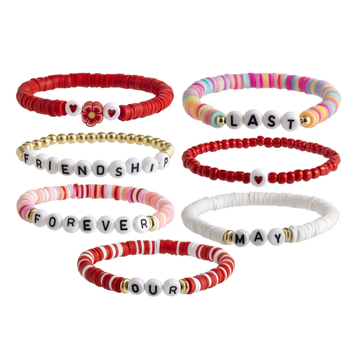 Bracelet Polymer Clay Beaded Strawberry Letter Electroplated Women's - Image 5