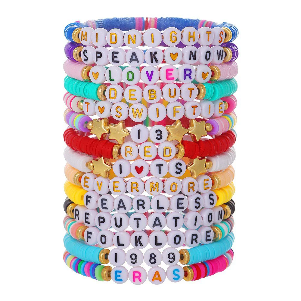 Bracelet Polymer Clay Flakes Copper Beads Acrylic Geometric Letter Handmade Unisex - Image 6