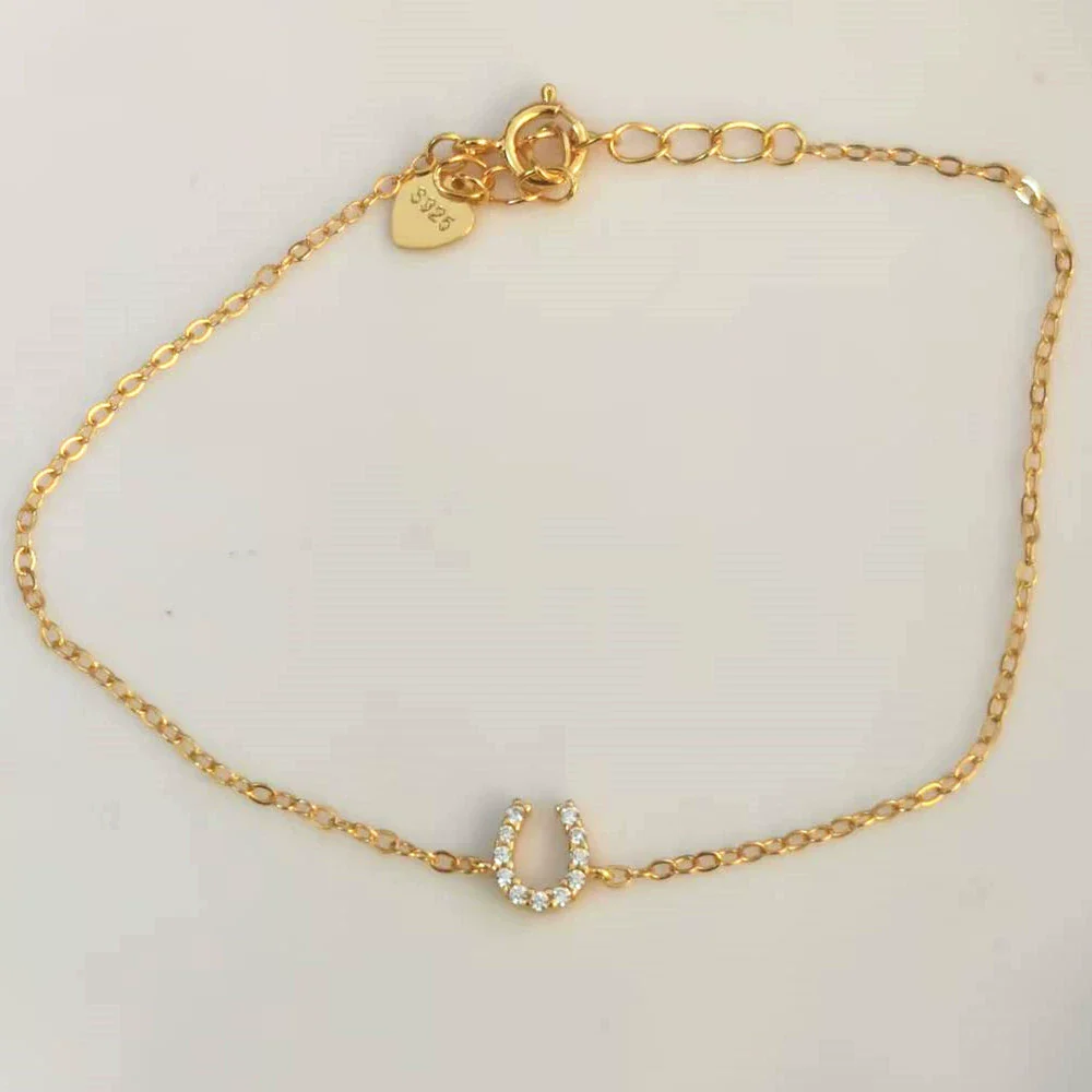 Bracelet S925 Sterling Silver Goldplated Ushaped With Letters Numbers Text For Female - Image 6