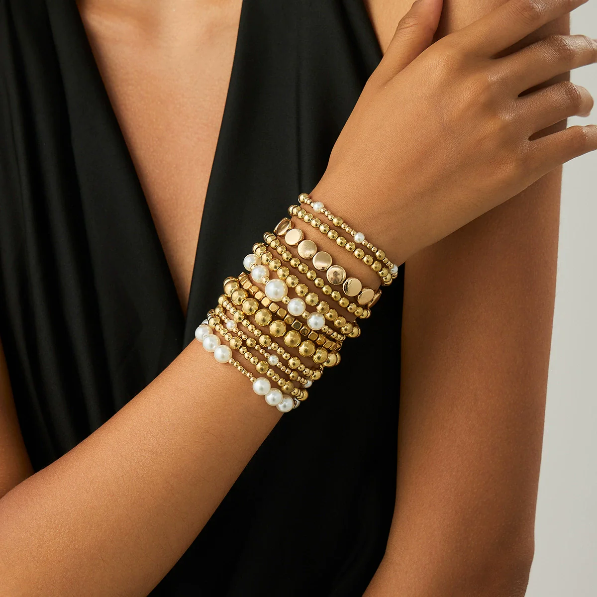 Bracelet Set Imitation Pearl Geometric Handmade Ins Style For Women - Image 12