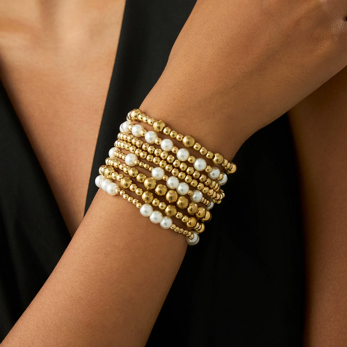 Bracelet Set Imitation Pearl Geometric Handmade Ins Style For Women - Image 15