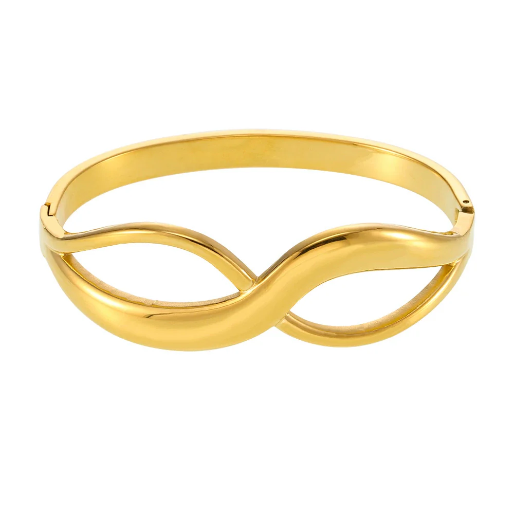 Bracelet Stainless Steel 8Shaped Geometric High Polished Pvd Plated 18K Real Gold Color Retention - Image 4