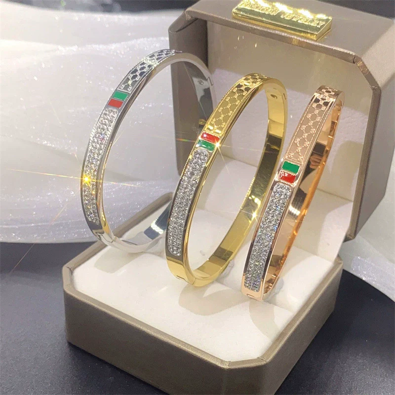 Bracelet Titanium Steel Electroplating Red Green