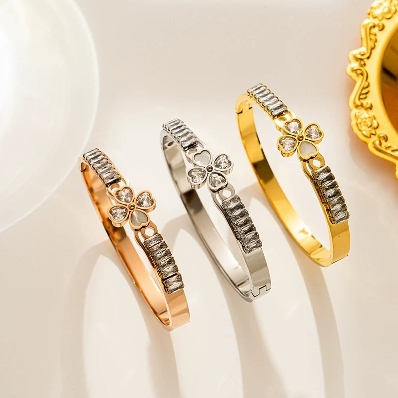 Bracelet Titanium Steel Geometric Diamond Plated Jewelry For Ladies