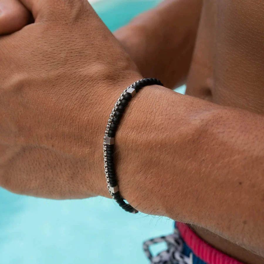 Bracelet Turquoise Black Gallstone Chain Round Handmade Fashion Bohemian Style Unisex - Image 2
