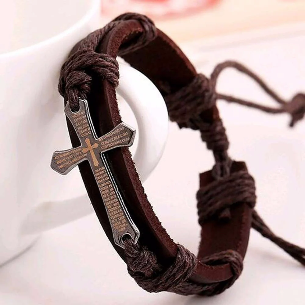 Bracelets Artificial Leather Punk Geometric Handwoven - Image 4