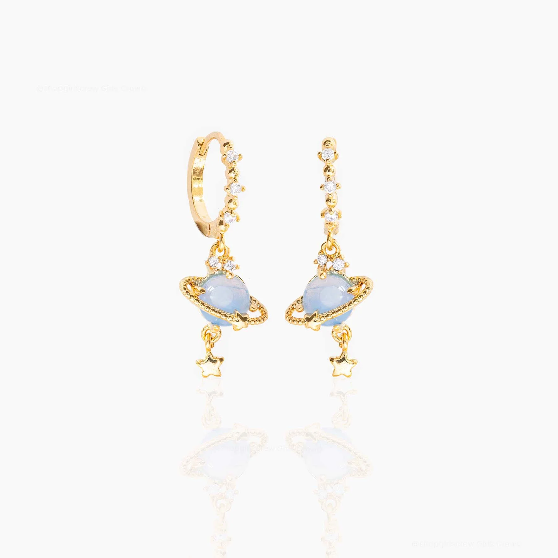Brass Constellation Saturn Circle Electroplated Women's Earrings - Image 5