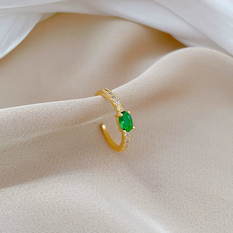 Brass Green Zircon Ring The Crown Cartoon Style Electroplating Jewelry - Image 3