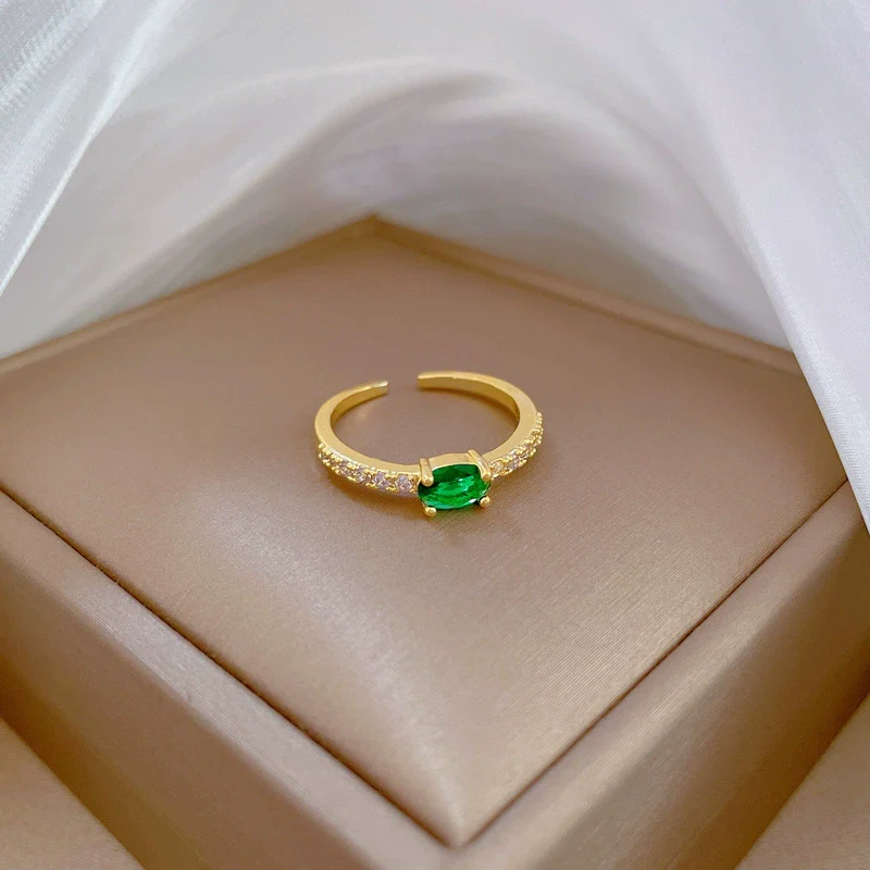 Brass Green Zircon Ring The Crown Cartoon Style Electroplating Jewelry - Image 4
