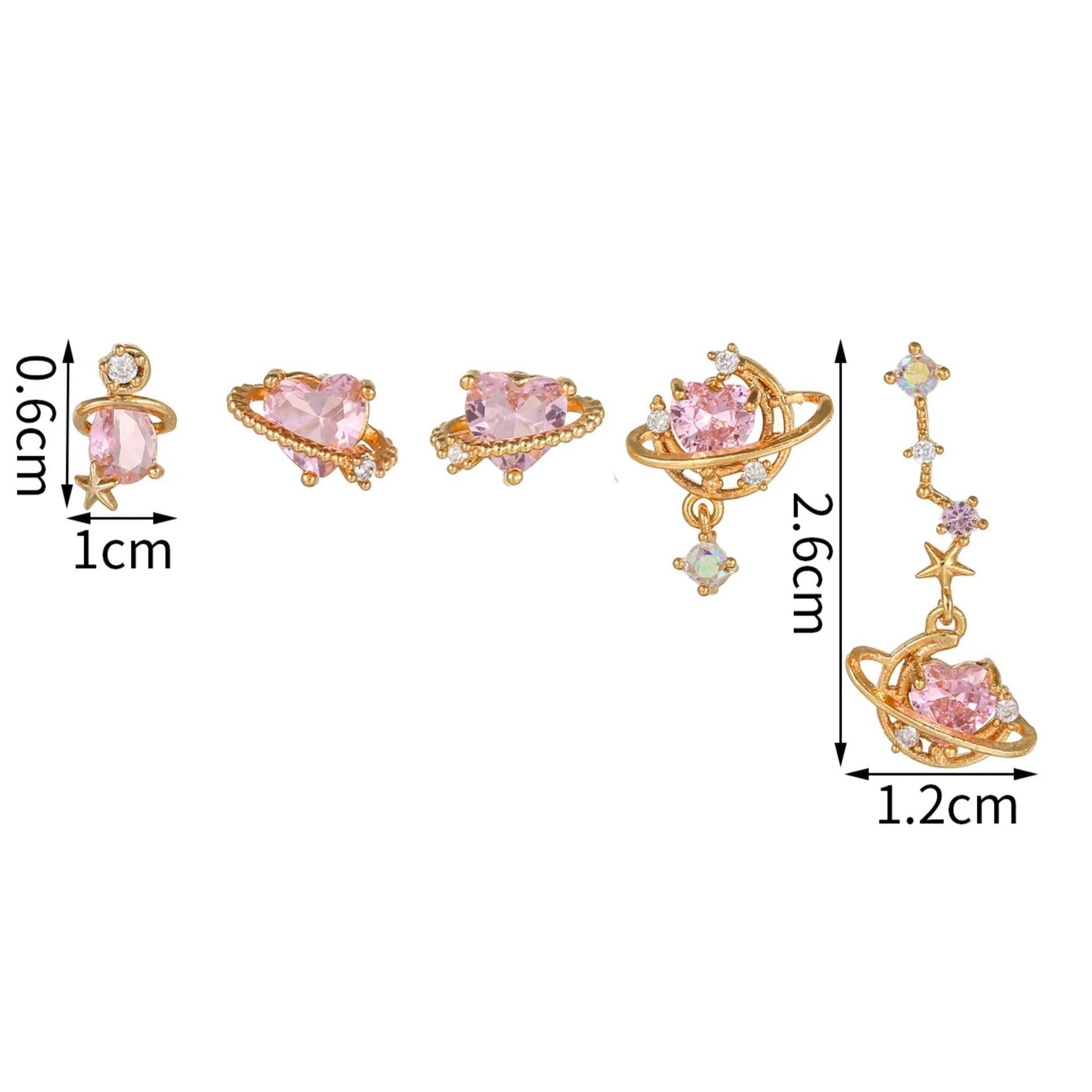 Brass Heartshaped Inlaid Zircon Women's Earrings Set - Image 4