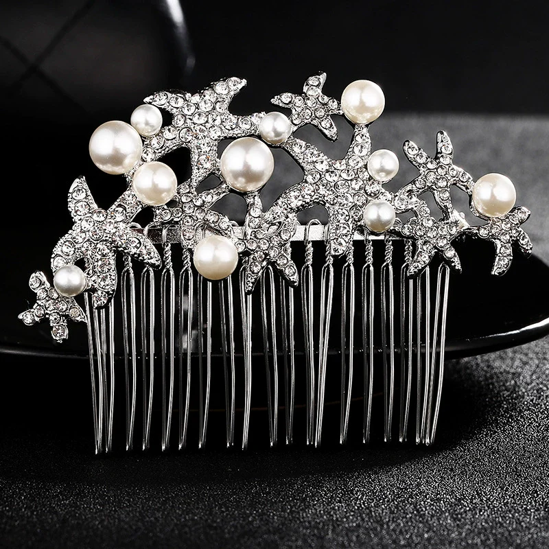 Bridal Alloy Star Rhinestone Handmade Hair Comb Women's Jewelry Hair Accessories - Image 2
