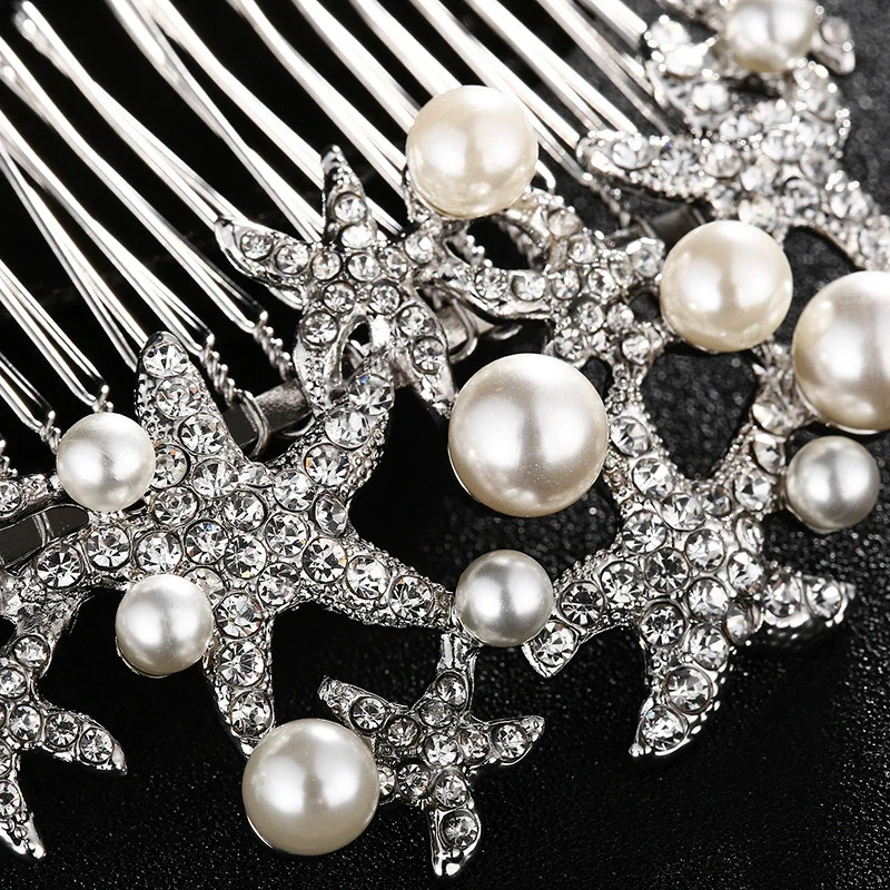 Bridal Alloy Star Rhinestone Handmade Hair Comb Women's Jewelry Hair Accessories - Image 3