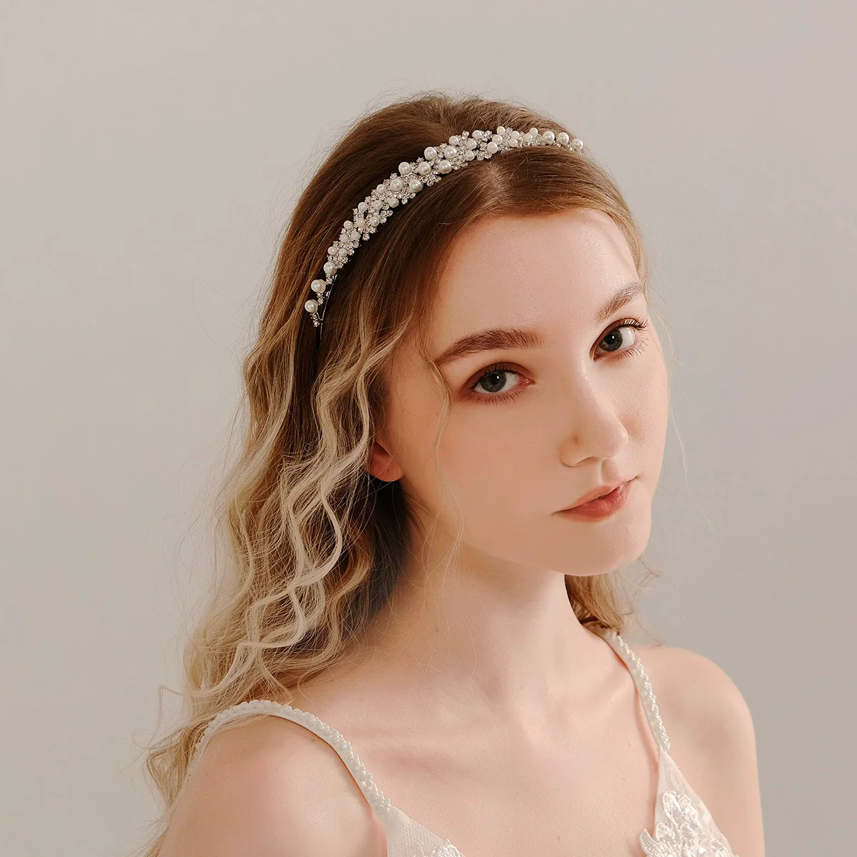 Bridal Headband Alloy Pearl Rhinestone Handmade Women's Accessories - Image 2