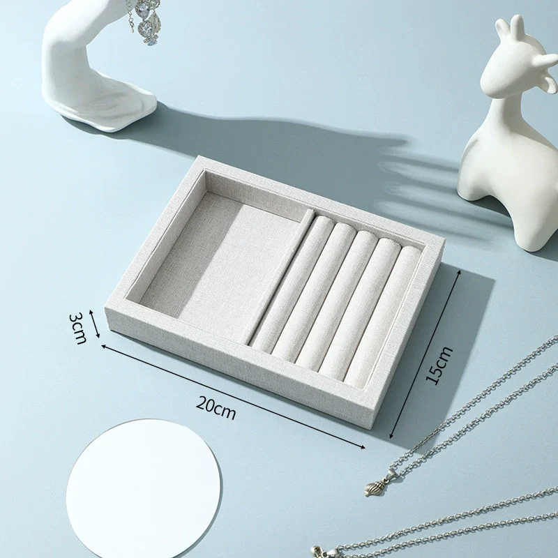 Burlap Jewelry Tray Geometric Shape Splicing Highend Luxury For Necklace Storage And Display - Image 9