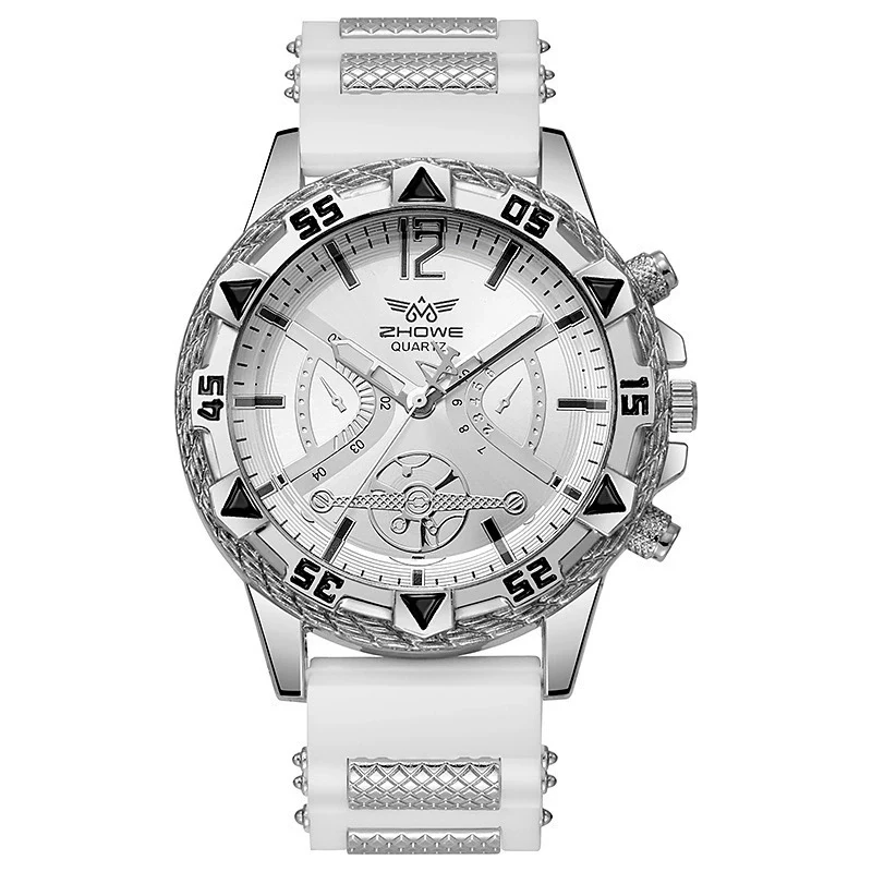Business Men's Alloy Case Quartz Watch With Silicone Strap And Round Blue Dial - Image 3