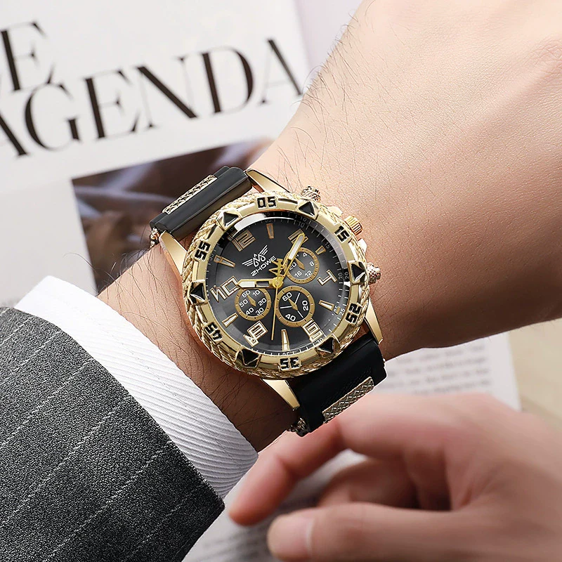 Business Men's Casual Quartz Watch With Fake Threeeye Dial Alloy Case And Strap Stainless Steel Buckle Round Dial - Image 4