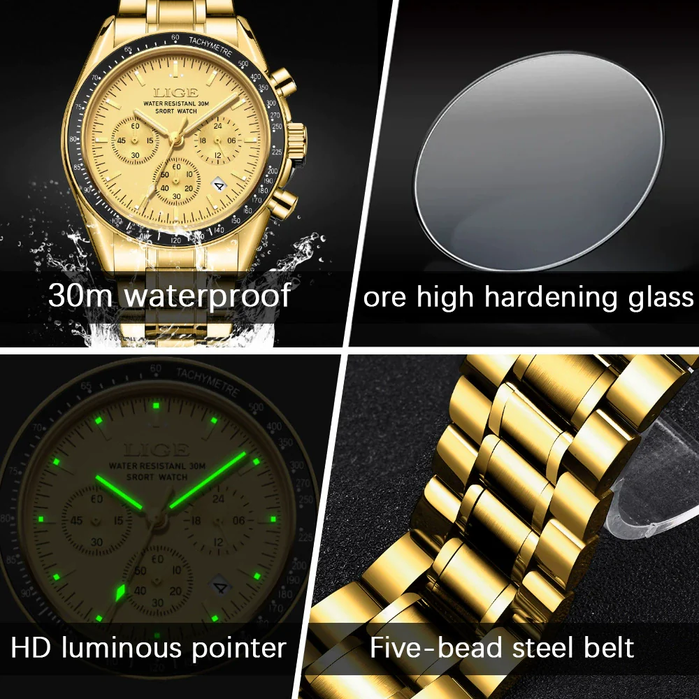 Business Men's Multifunctional Waterproof Calendar Luminous Quartz Watch Zinc Alloy Case Stainless Steel Strap Round Dial - Image 2