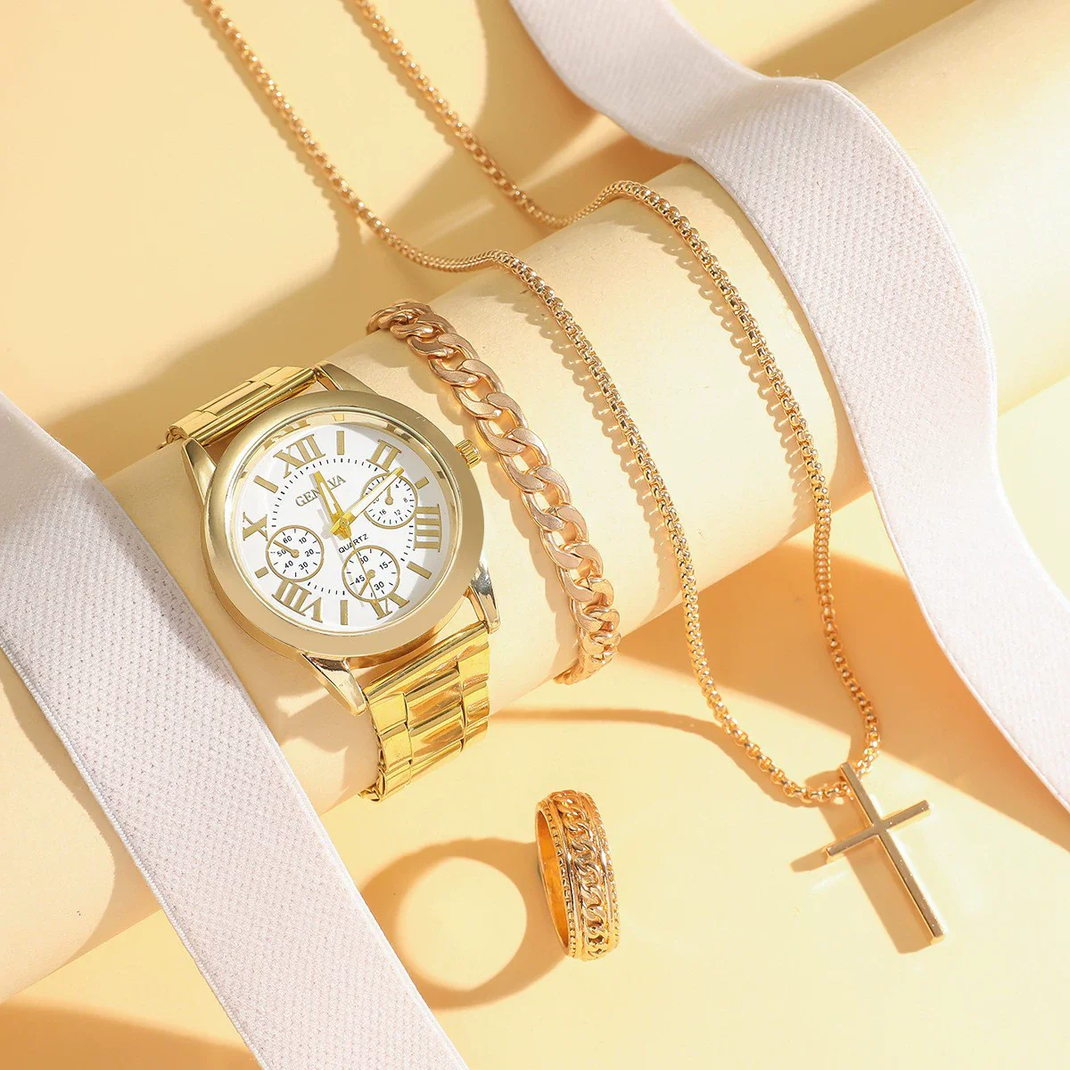 Business Style Men's Alloy Watch With Fake Three Eye Calendar Roman Scale And Round Dial - Image 18