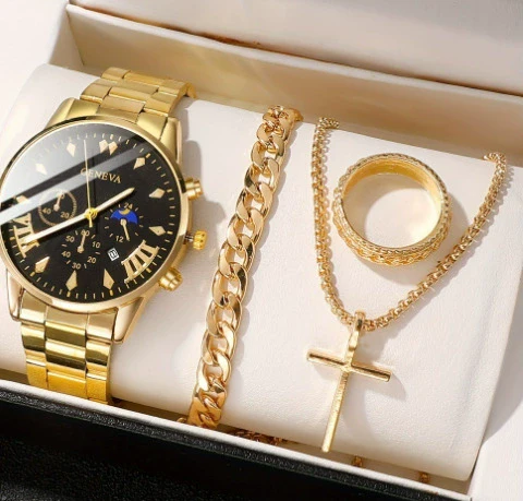 Business Style Men's Alloy Watch With Fake Three Eye Calendar Roman Scale And Round Dial - Image 19
