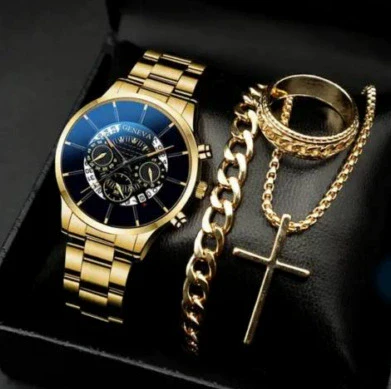 Business Style Men's Alloy Watch With Fake Three Eye Calendar Roman Scale And Round Dial - Image 20