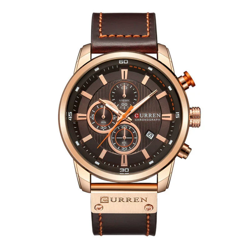 Business Style Men's Wristwatch Metal Case Imitation Leather Strap Stainless Steel Buckle Round Dial - Image 2