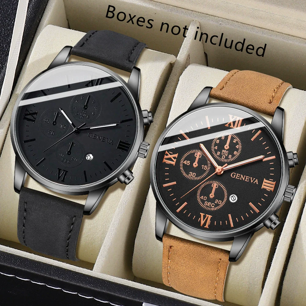 Canvas Alloy Watch Bracelet Set Round Dial Men's Quartz Watch - Image 26