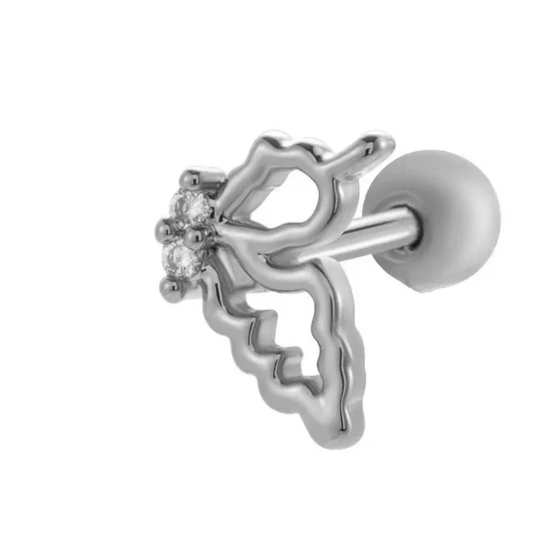 Cartilage Piercing Ear Bone Nail Stainless Steel Butterfly Shape Micropaved Zircon Electroplated Women's Style - Image 17
