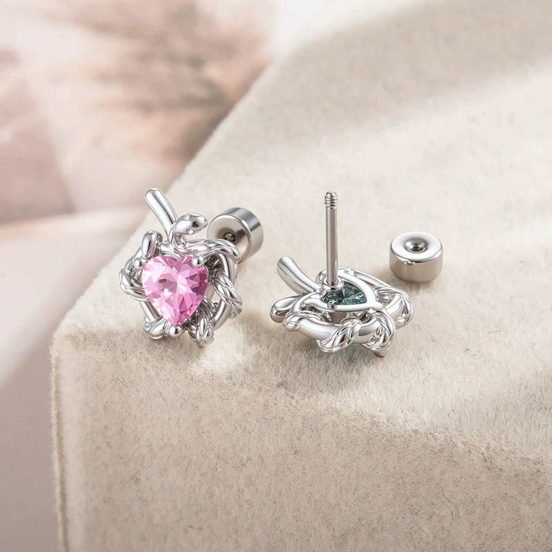 Cartilage Piercing Ear Bone Nail Titanium Steel Heart Shaped With Zircon - Image 2