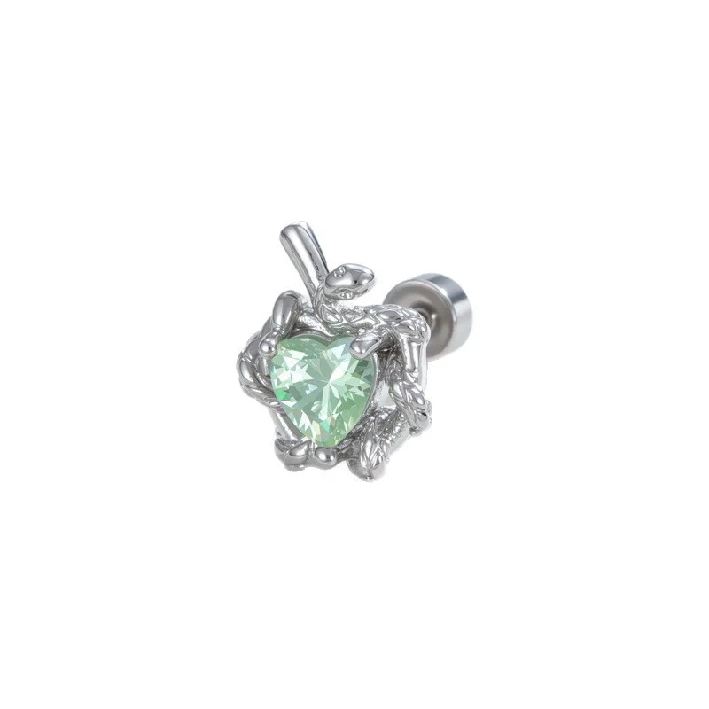 Cartilage Piercing Ear Bone Nail Titanium Steel Heart Shaped With Zircon - Image 5