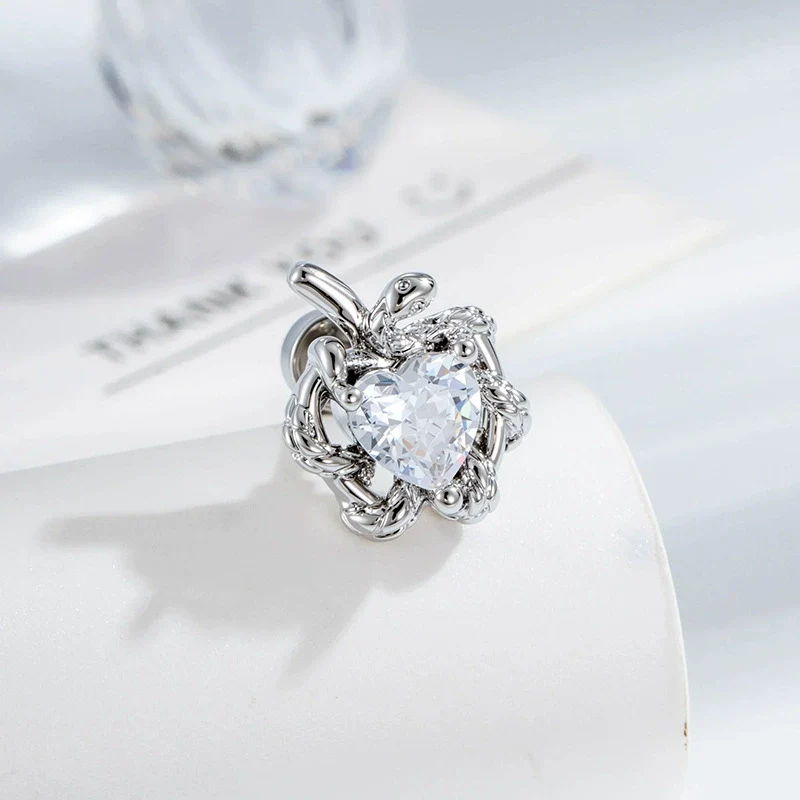 Cartilage Piercing Ear Bone Nail Titanium Steel Heart Shaped With Zircon - Image 6