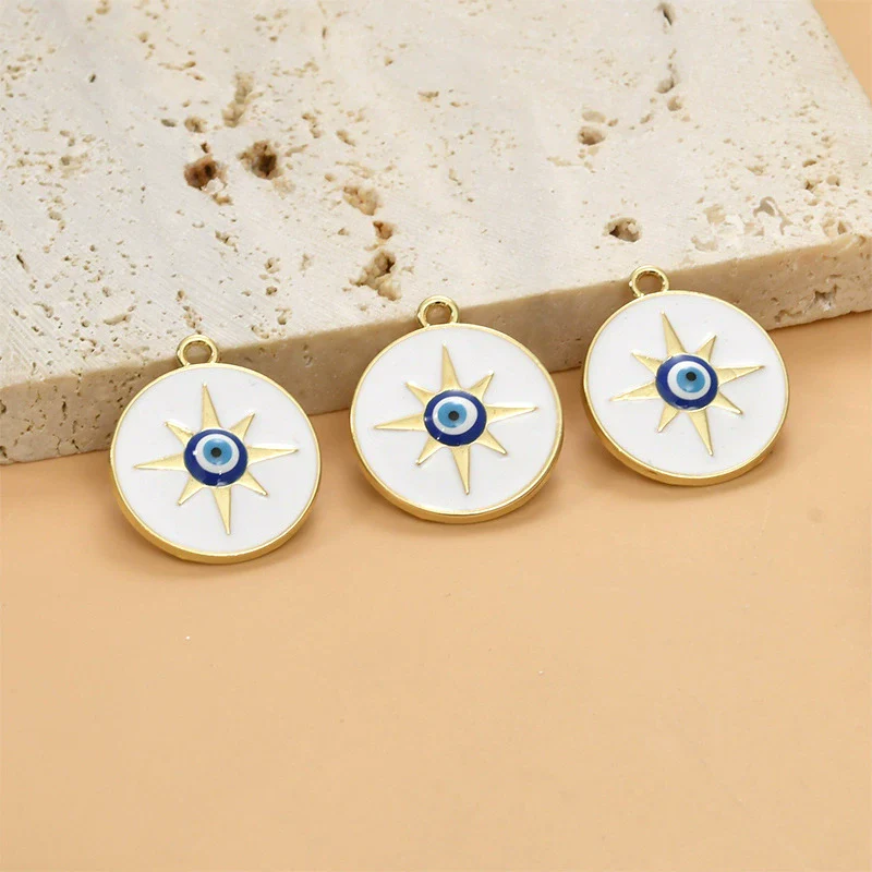 Cartoon Alloy Copper Pendant Beaded Handmade Bracelet Necklace Accessories With Electroplating Treatment And Devil's Eye Sun Elephant Gesture Round Design - Image 6