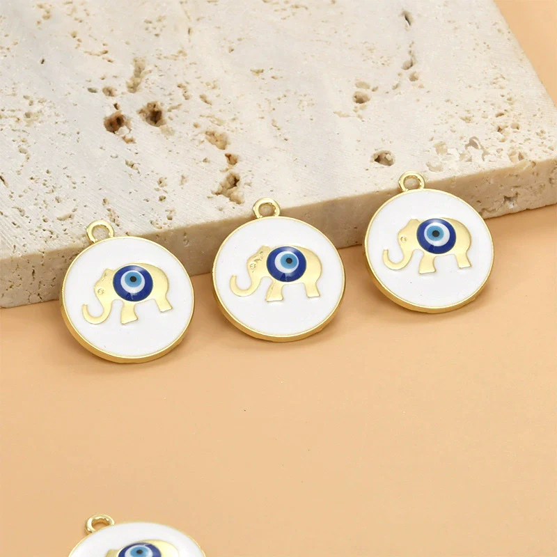 Cartoon Alloy Copper Pendant Beaded Handmade Bracelet Necklace Accessories With Electroplating Treatment And Devil's Eye Sun Elephant Gesture Round Design - Image 8