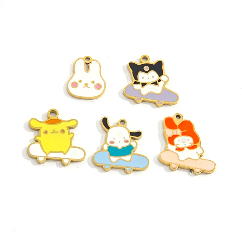 Cartoon Parchia Dog Dripping Oil Stainless Steel Handmade Jewelry Pendant - Image 4