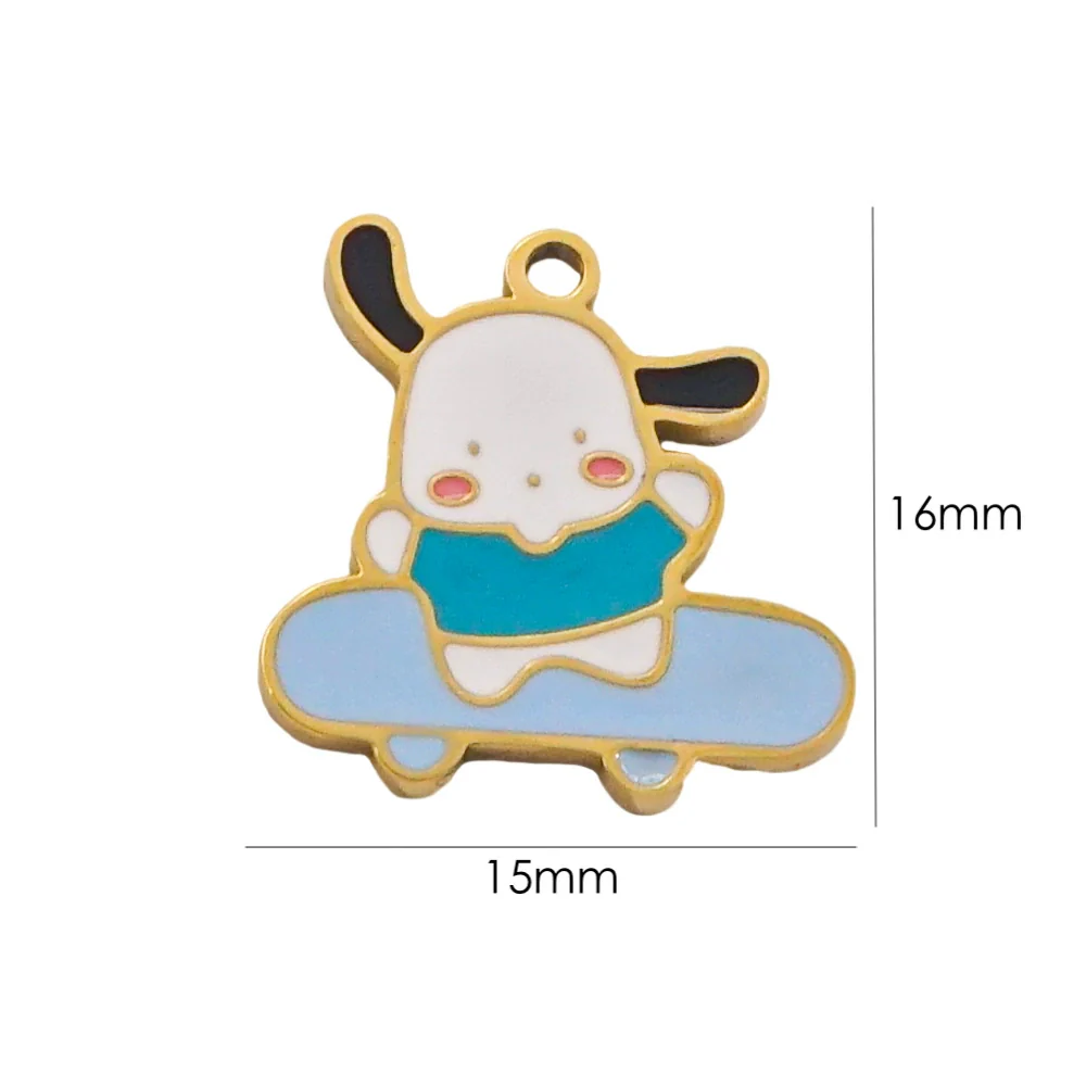 Cartoon Parchia Dog Dripping Oil Stainless Steel Handmade Jewelry Pendant - Image 5