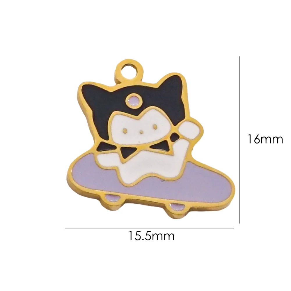 Cartoon Parchia Dog Dripping Oil Stainless Steel Handmade Jewelry Pendant - Image 7