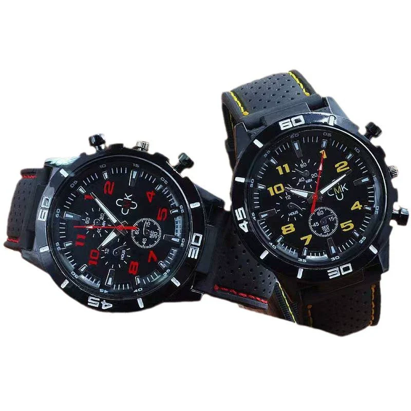Casual Plastic Case Silicone Strap Stainless Steel Buckle Round Dial Men's Quartz Watch - Image 5