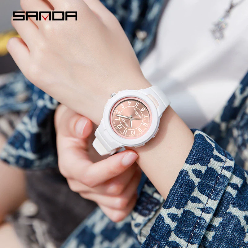 Casual Quartz Watch For Men And Women Abs Case Tpu Strap Stainless Steel Buckle Acrylic Mirror Round Dial Spiral Crown Pin Buckle