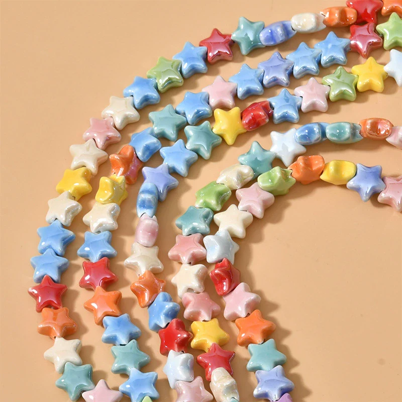 Ceramic Fivepointed Star Beads Handmade Jewelry Making Material With Baking Paint - Image 2