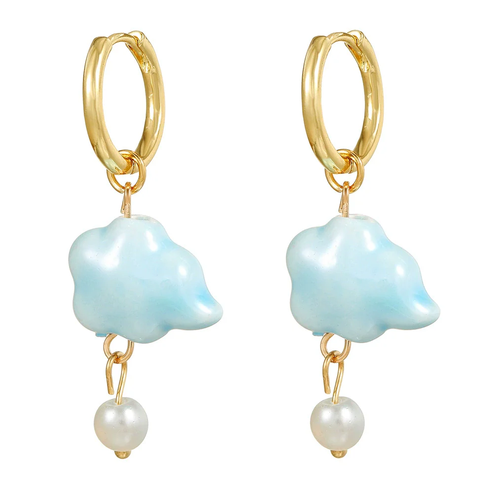 Ceramic Geometric Purely Handmade Ocean Style Earrings For Women - Image 4