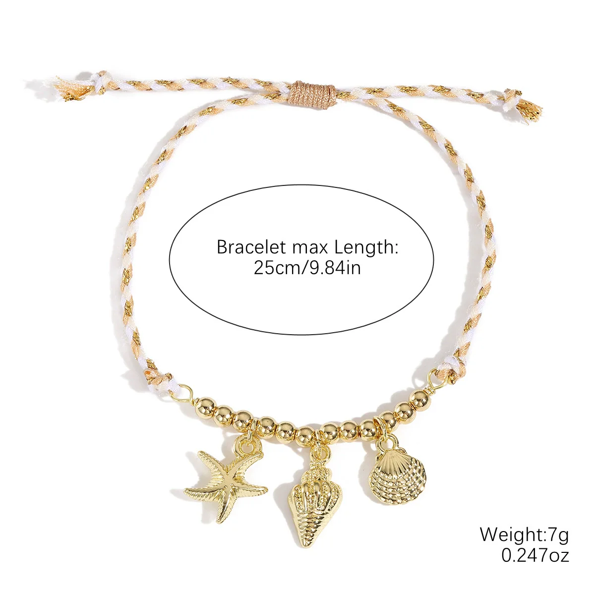 Ceramic Geometric Starfish Shell Fish Pendant Woven Bracelet For Women Electroplated - Image 9