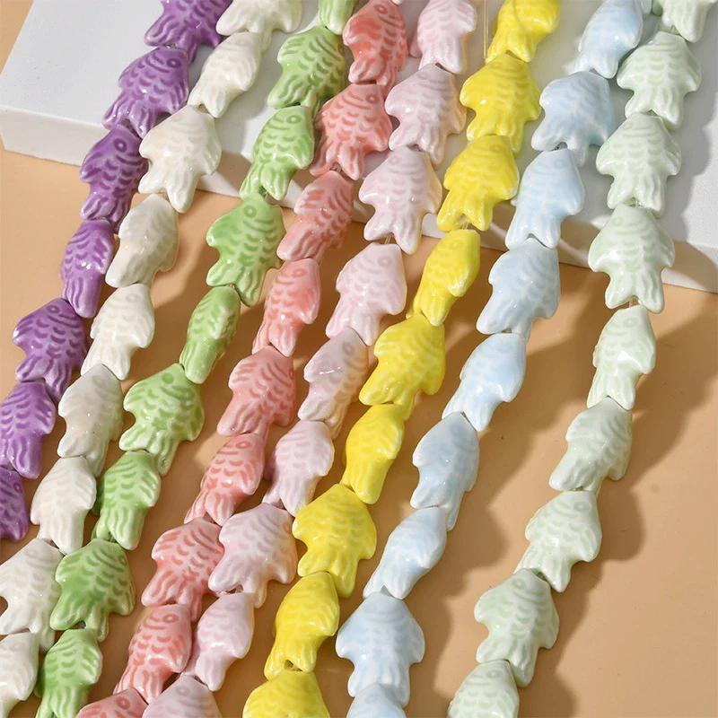 Ceramic Small Fish Straight Hole Beads Handmade Diy Material For Bracelet Necklace Earring Accessories - Image 2