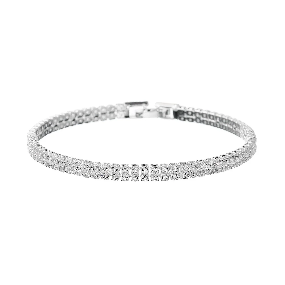 Children Alloy Double Row Highgrade Rhinestone Imitation Zircon Wavepatterned Electroplated Bracelet - Image 5