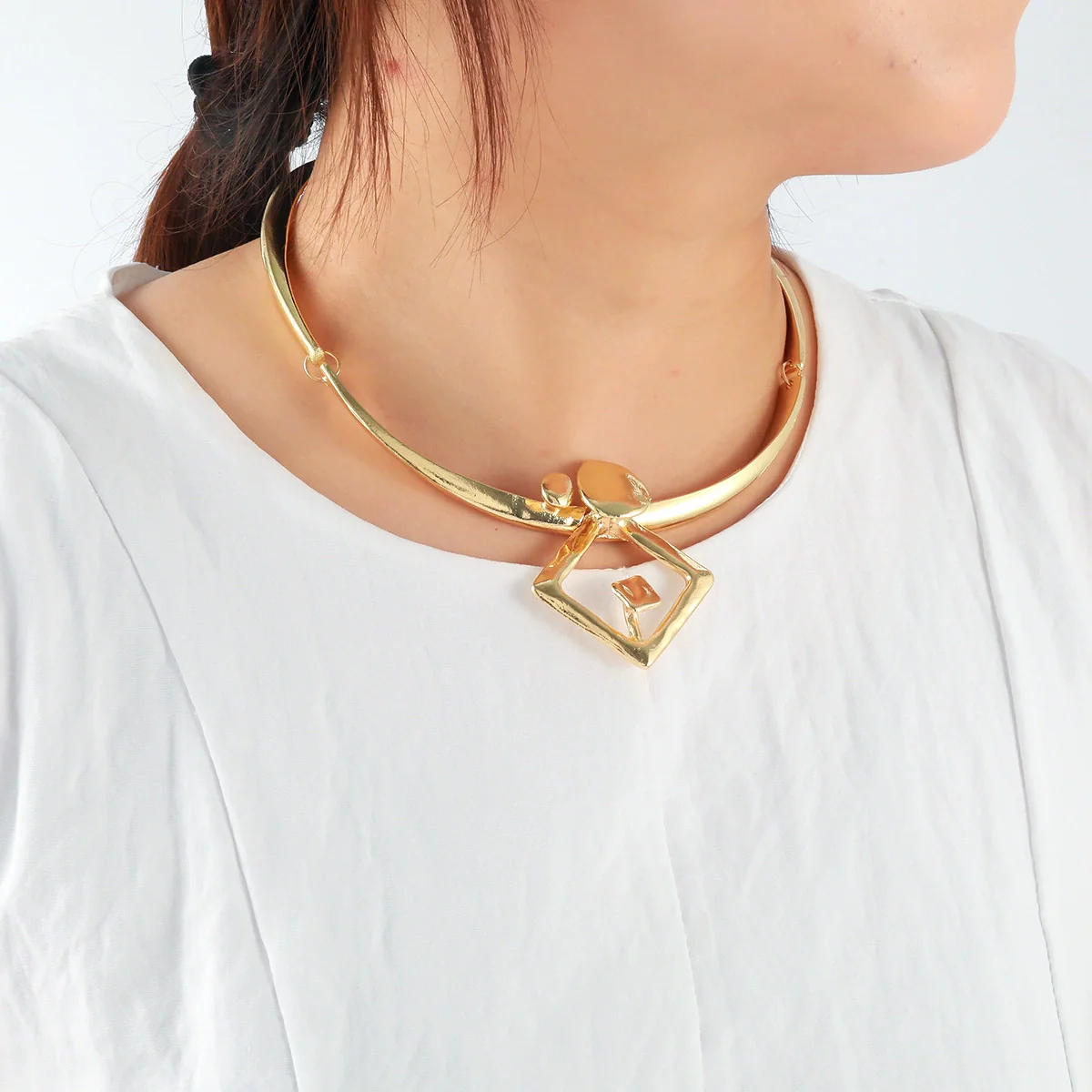 Choker Alloy Geometric Round Electroplating Women's Hiphop Punk Retro Exaggerated