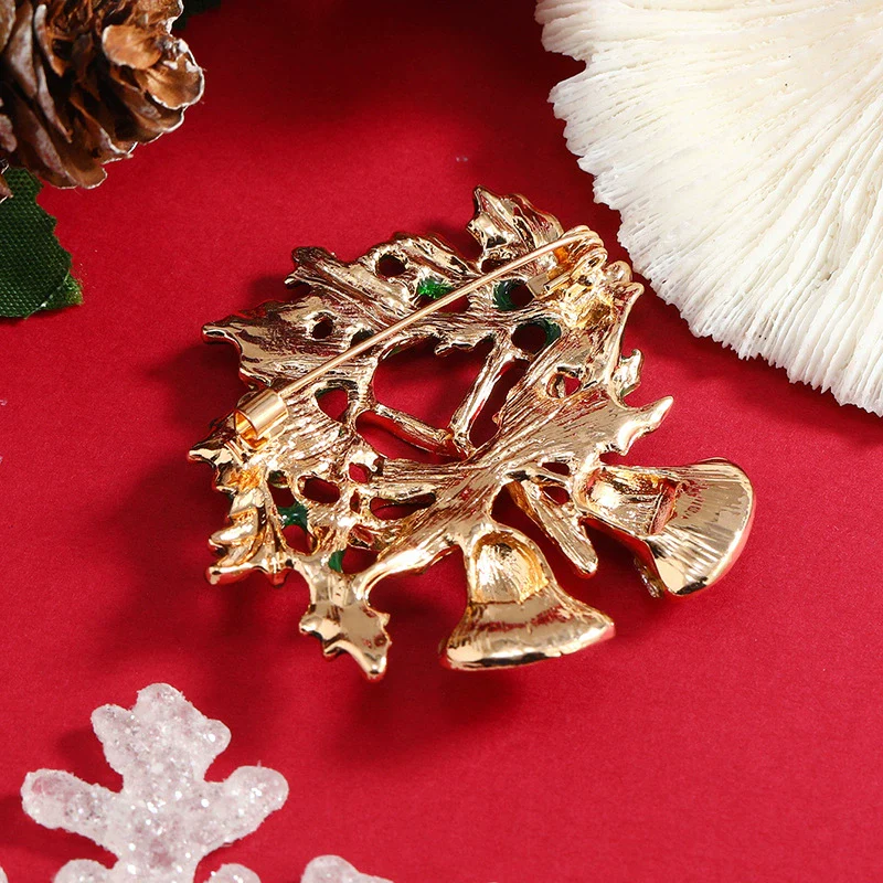 Christmas Bell Brooch Alloy Rhinestone Diamond Style Accessories For Women And Unisex - Image 3