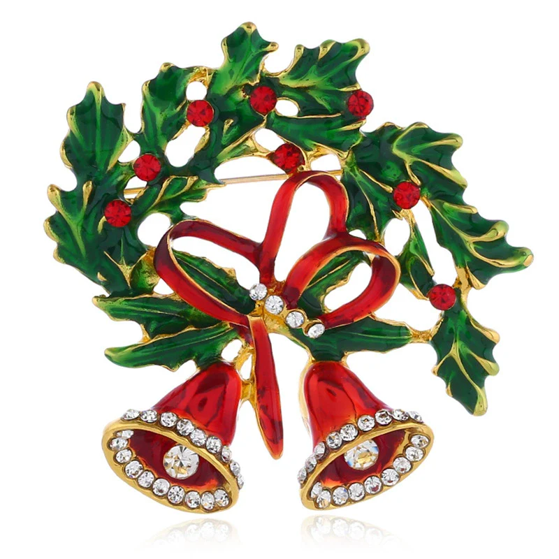 Christmas Bell Brooch Alloy Rhinestone Diamond Style Accessories For Women And Unisex - Image 4