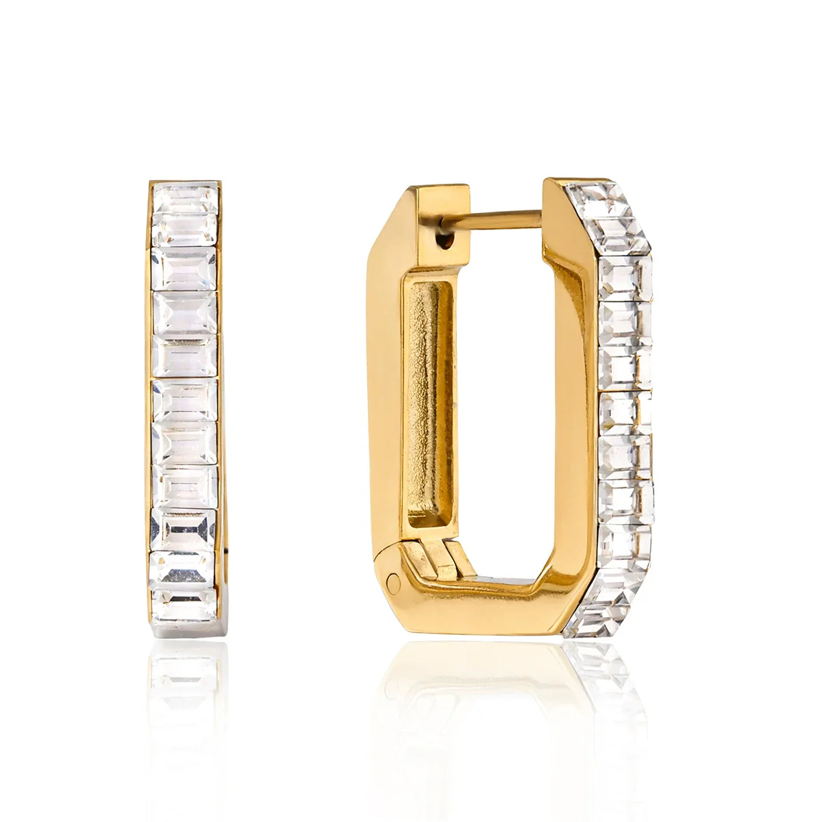 Classic Light Luxury Geometric Ushaped Stainless Steel Electroplated Zircon Earrings For Women - Image 5