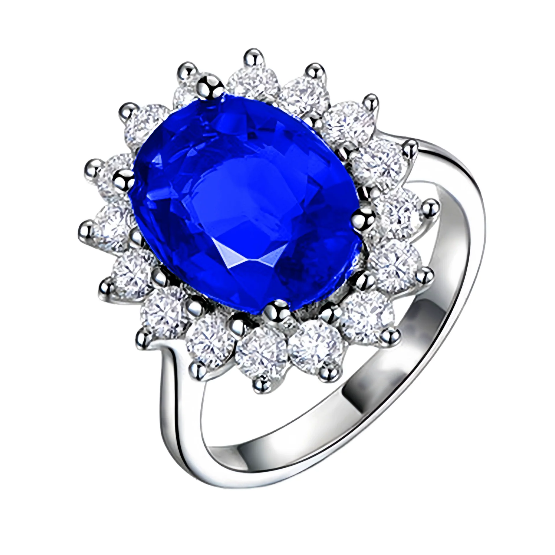 Colored Gemstone Ring Natural Geometric Style With Diamond Treatment