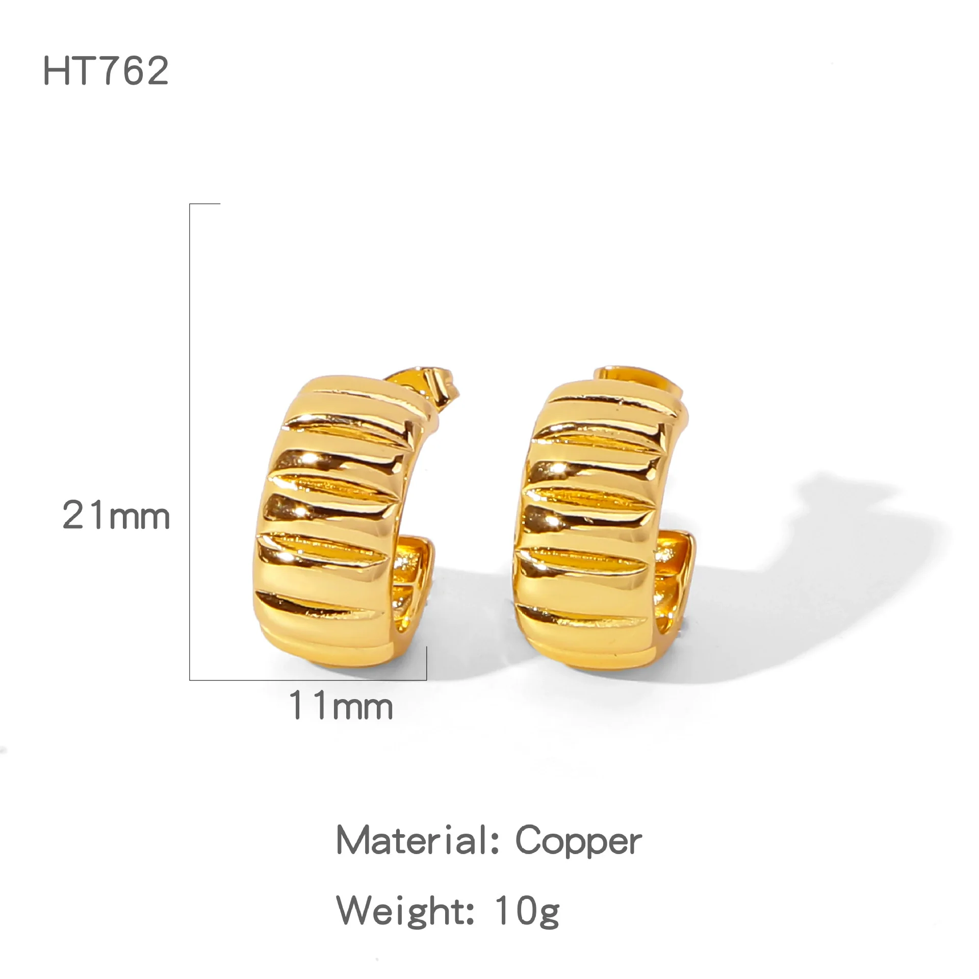 Copper Electroplated Creative Smooth Cshaped Heavy Industry Women's Earrings - Image 6